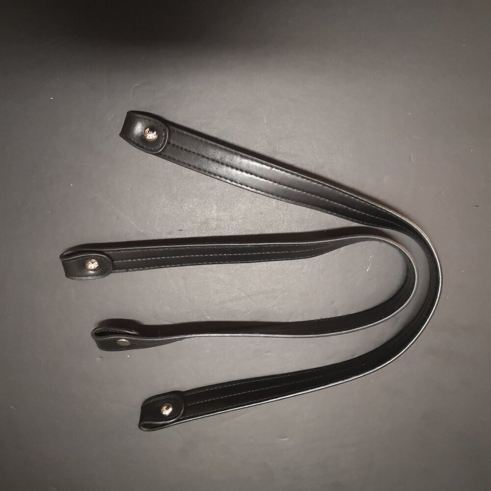 Miche Black Faux Leather Handbag Handles 20" Long Set of 2